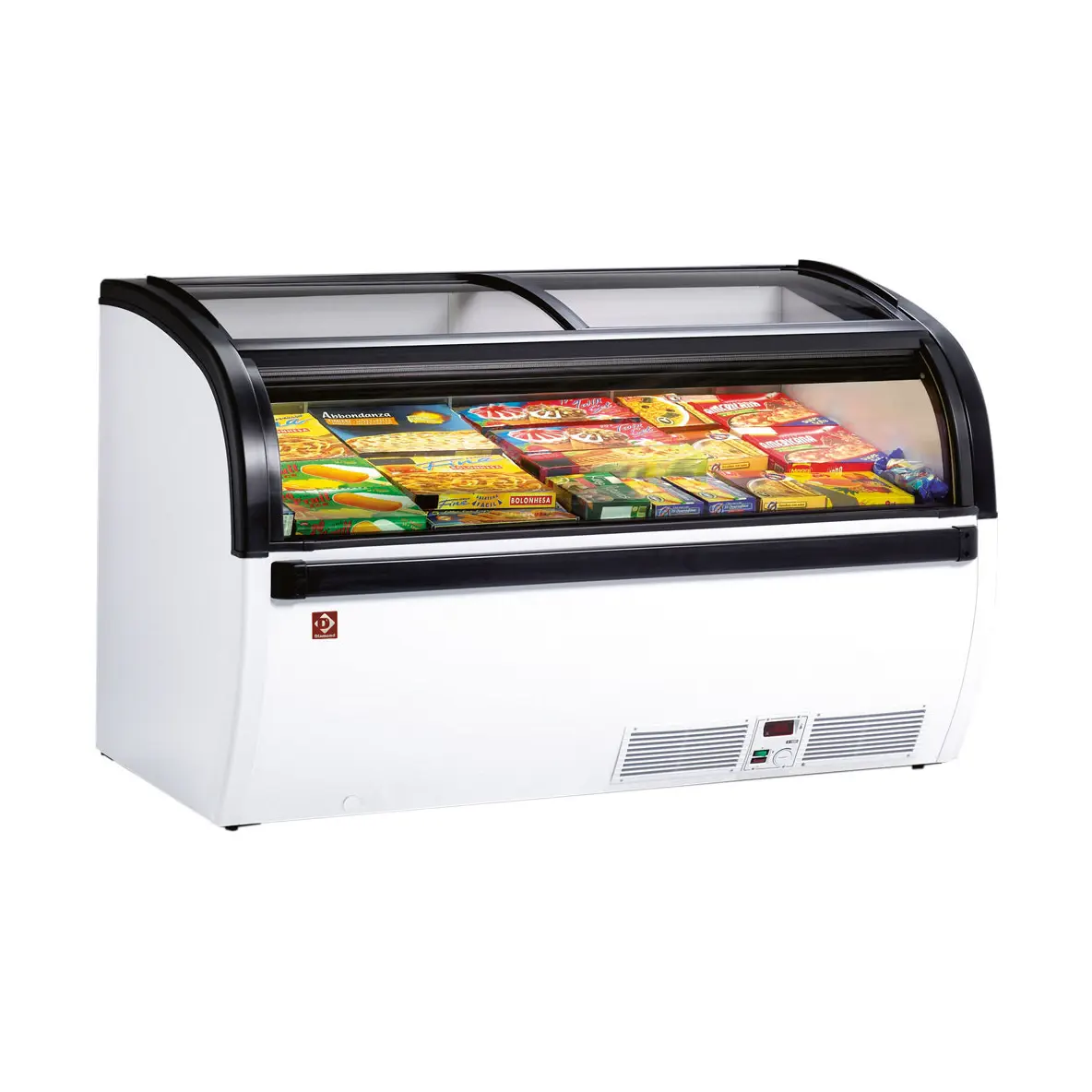 Conservateur panoramique pour surgelés, vitres coulissantes
