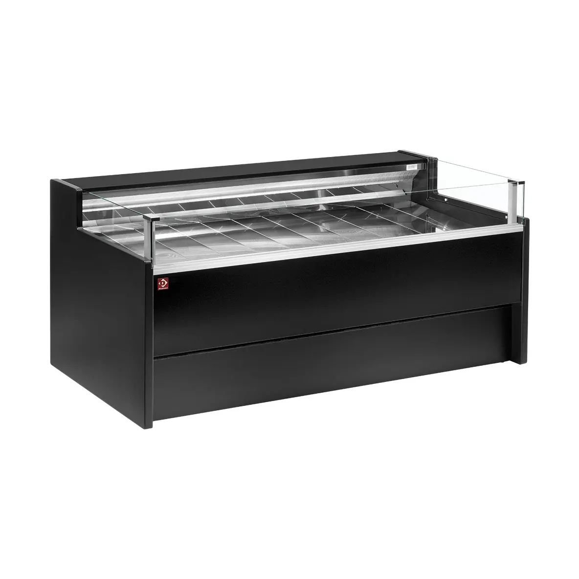 Comptoir vitrine réfrigéré à vitre Self-service, ventilé, avec réserve - NOIR - 2500 x 1085 mm