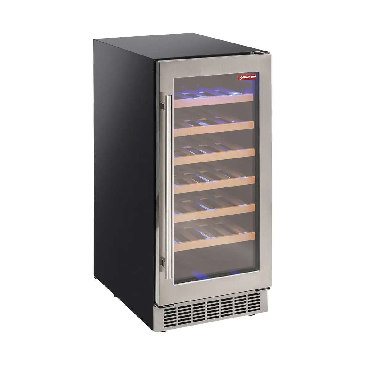 Vitrine cave à vins, ventilée, porte en acier inox, 106 Lt - NOIRE