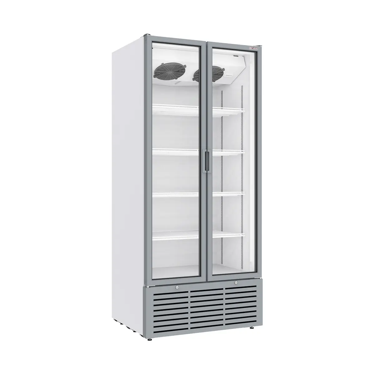 Vitrine ventilée positive 804 litres, 2 portes battantes, BLANCHE