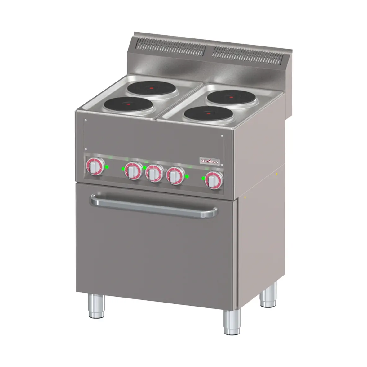 Fourneau 4 plaques électriques sur four à convection GN1/1 