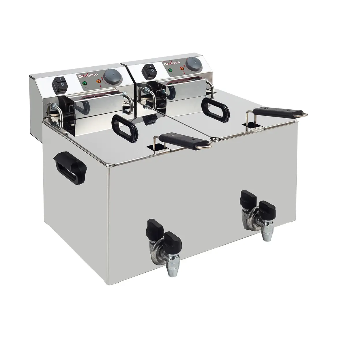 Friteuse de table électrique 2x 10 litres + robinet de vidange