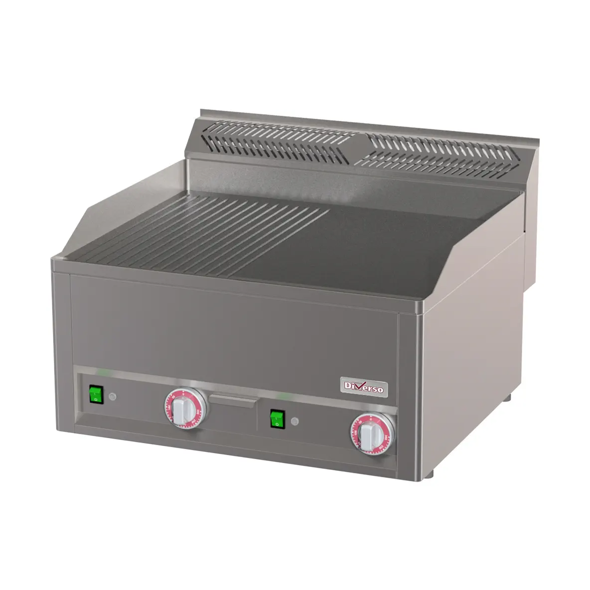 Plaque de cuisson double, éléctrique, 1/2 rainurée 1/2 lisse -Top-