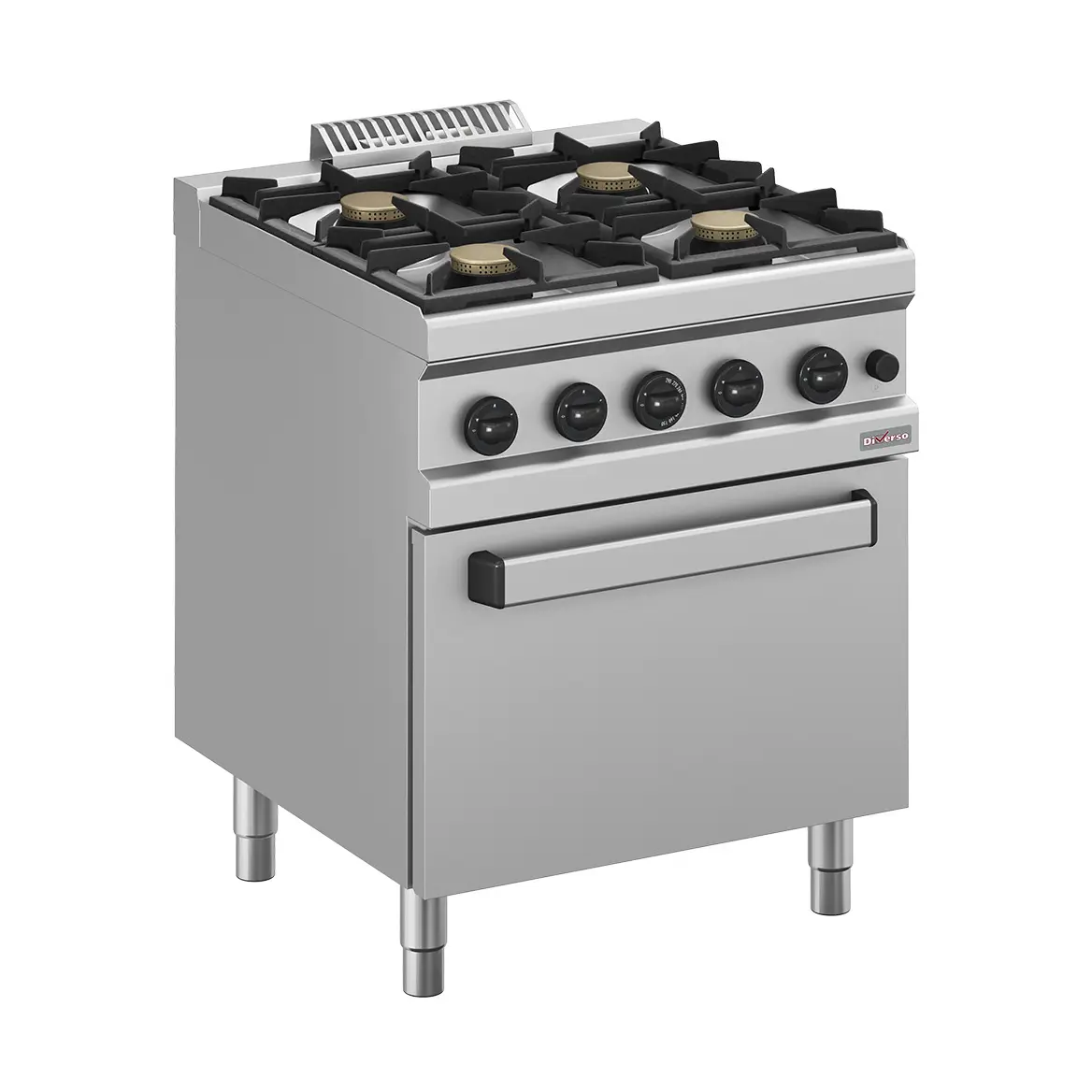 Fourneau gaz 4 feux vifs, sur four gaz GN 2/1