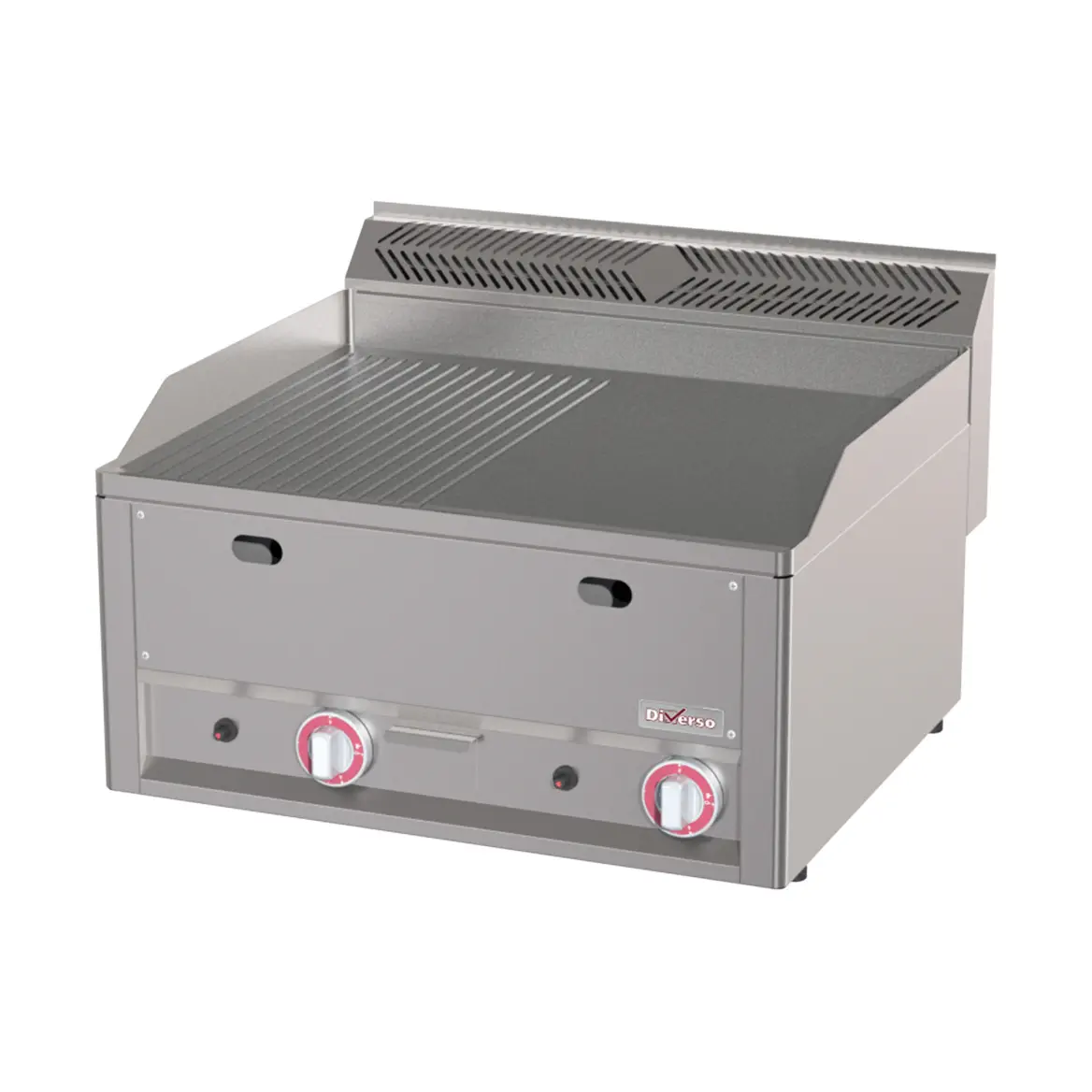 Plaque de cuisson double, 1/2 lisse 1/2 rainurée, gaz, -Top-