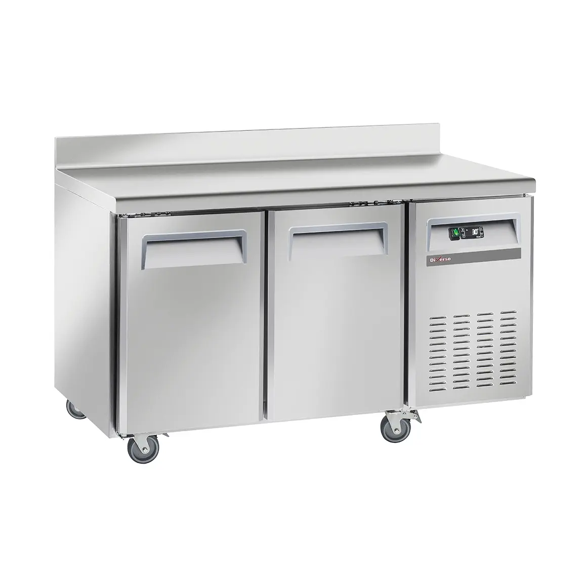 Table de congélation, ventilé, 2 portes GN 1/1, avec dosseret, sur roues, 2 avec 