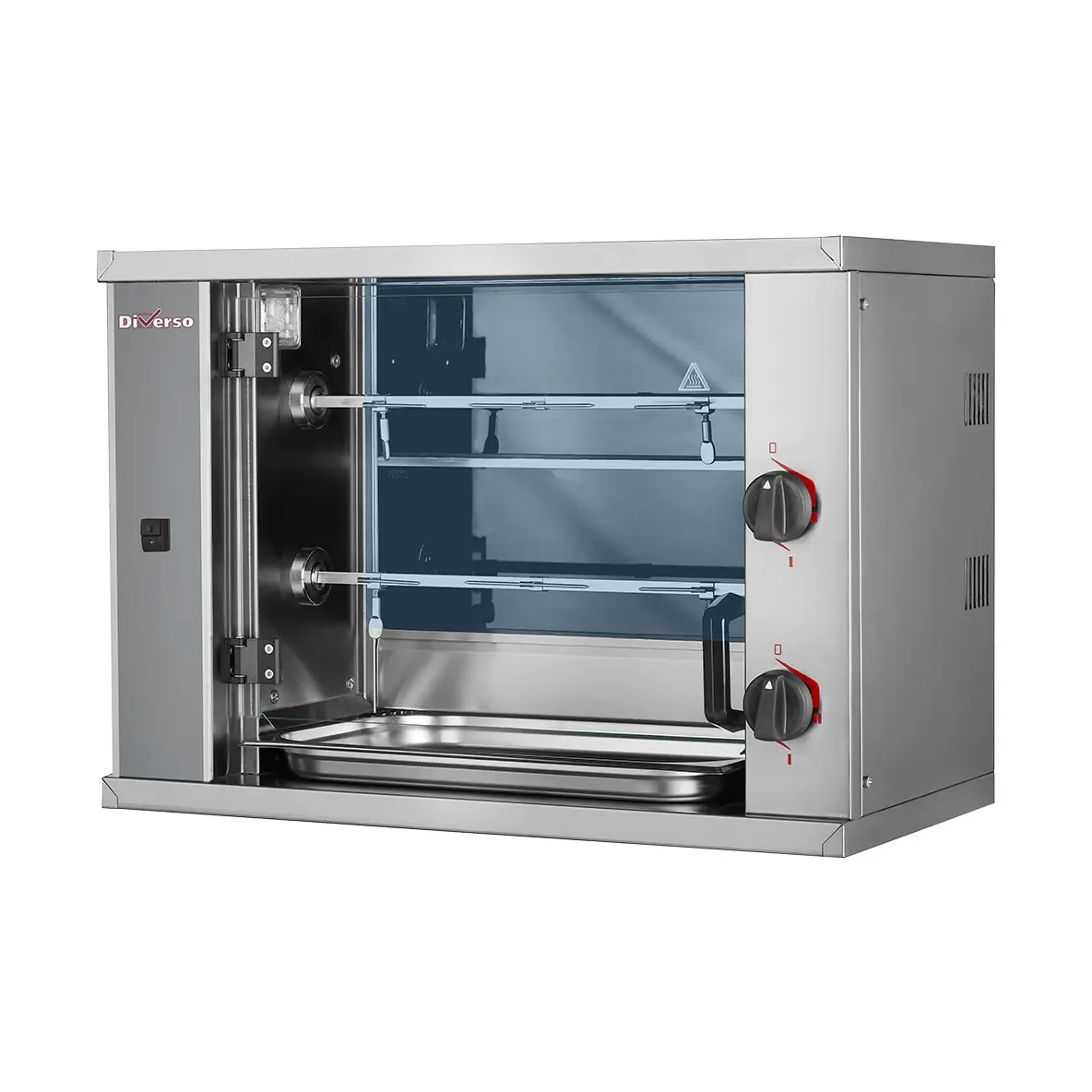 Rôtissoire à poulets vitrocéramique, 2 broches (6 poulets) SMALL