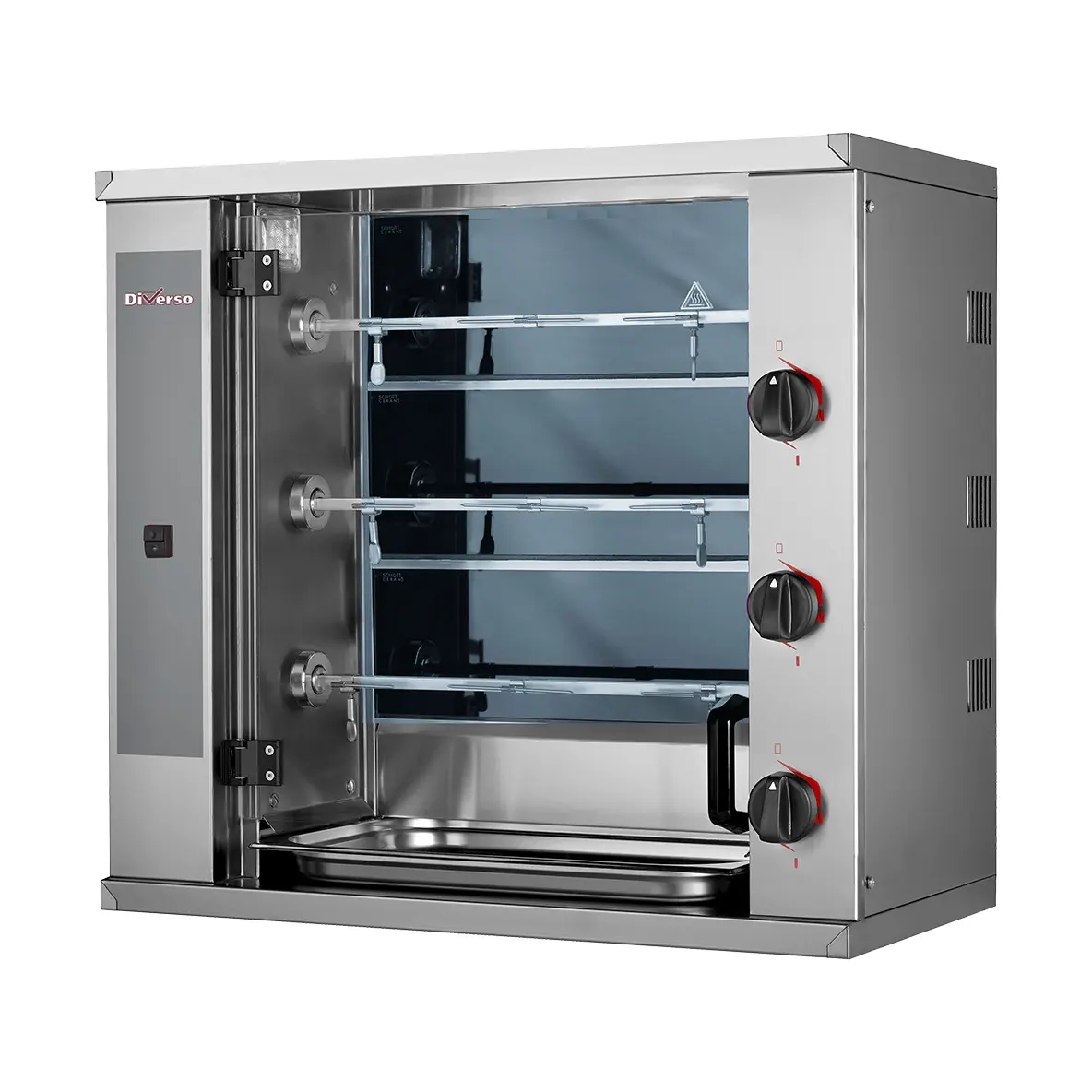 Rôtissoire à poulets vitrocéramique, 3 broches (9 poulets) SMALL