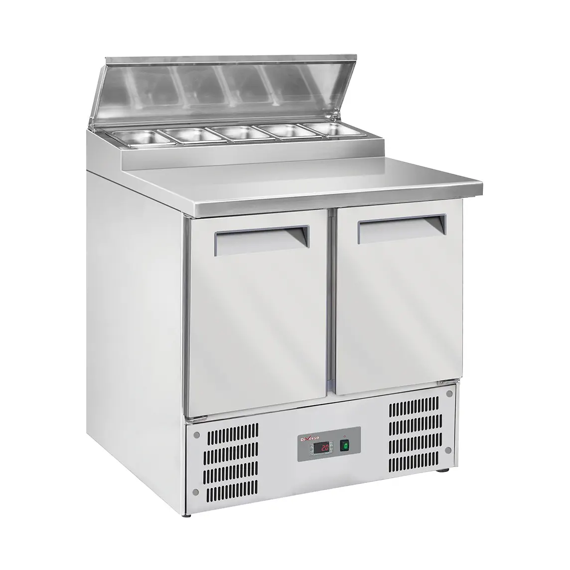 Table frigorifique 2 portes GN 1/1,  + structure réfrigérée 5x GN1/6-150 mm