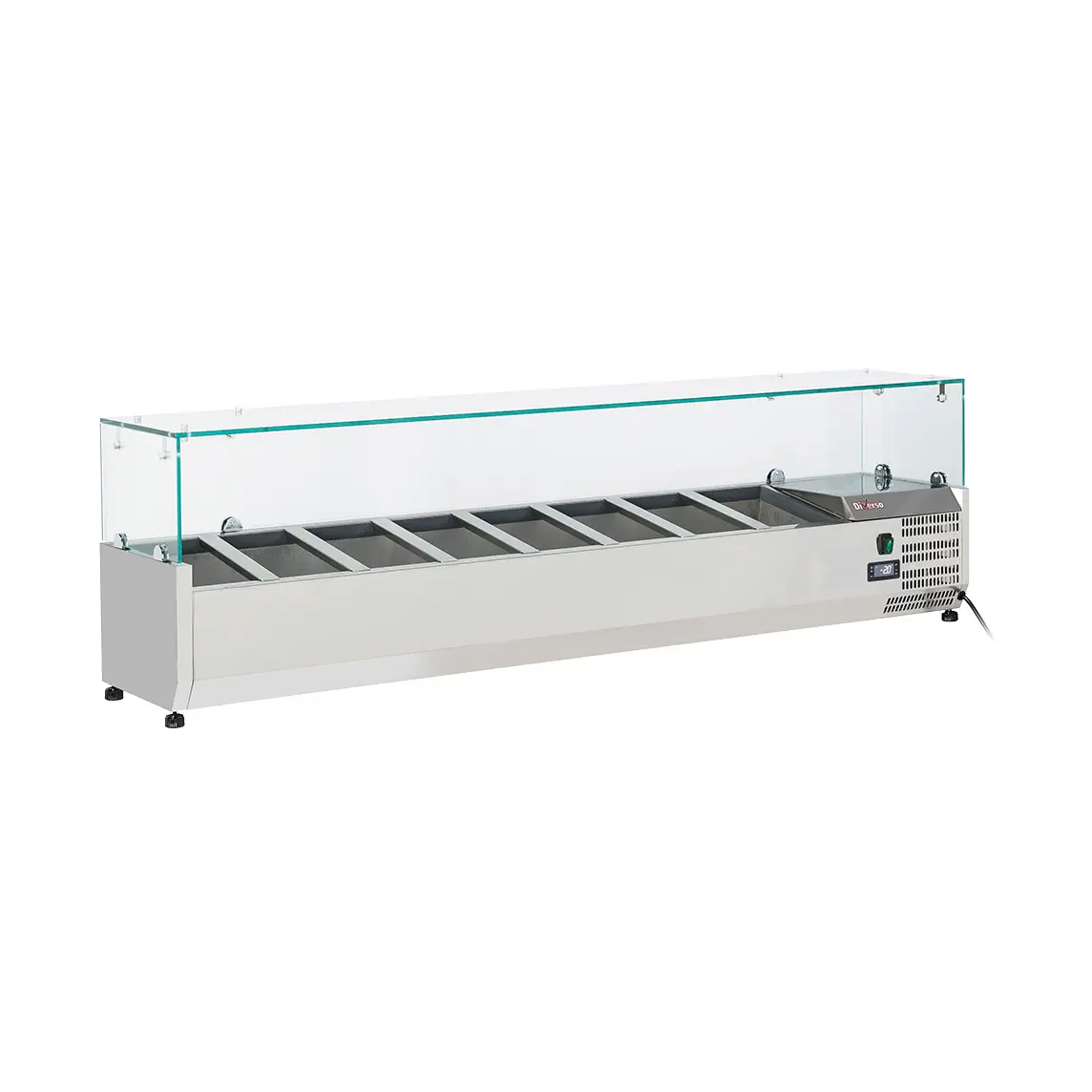 Structure réfrigérée 8x GN 1/4 - 150 mm, avec vitre - 1800 x 335 mm