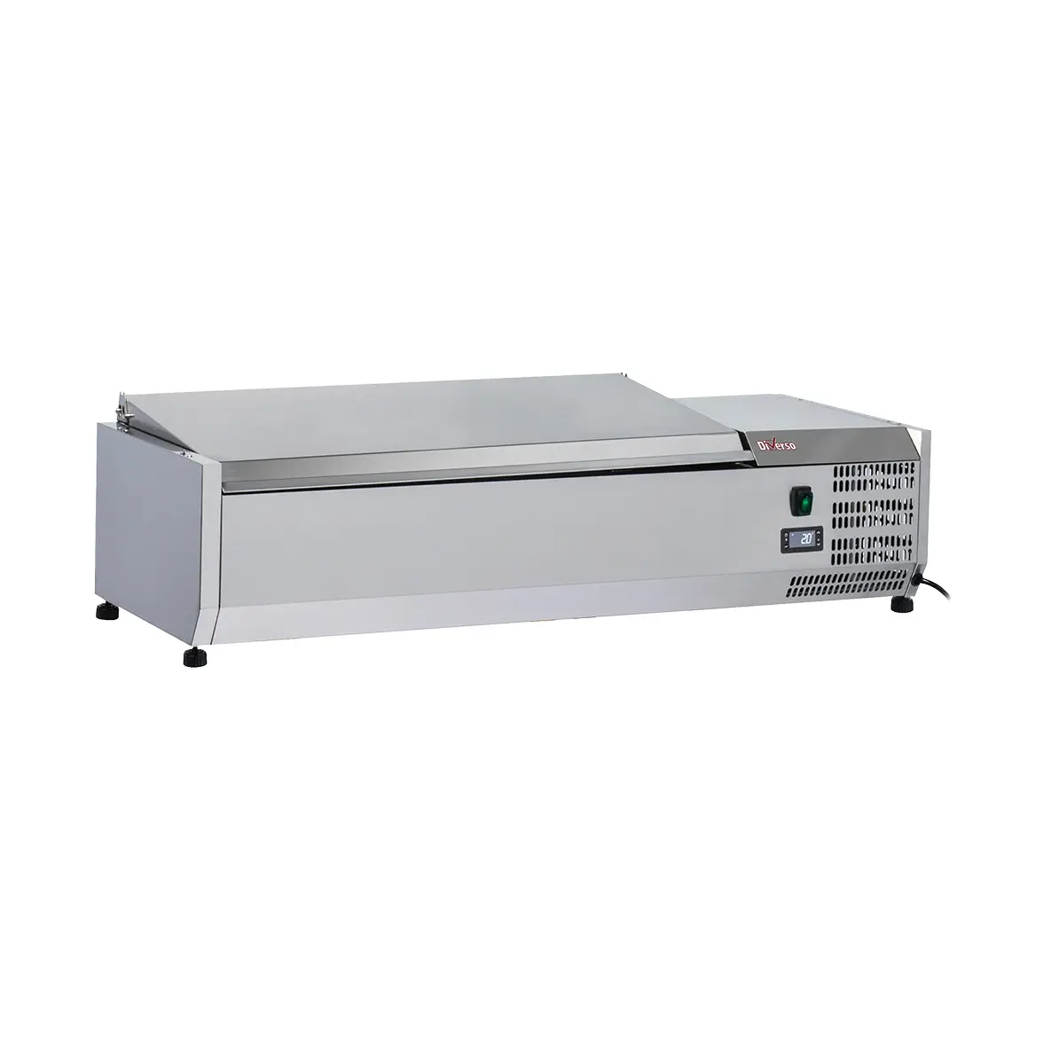 Structure réfrigérée 3 x GN 1/3 & 1x GN 1/2 -150 mm, avec couvercle inox - 1200 x 395 mm