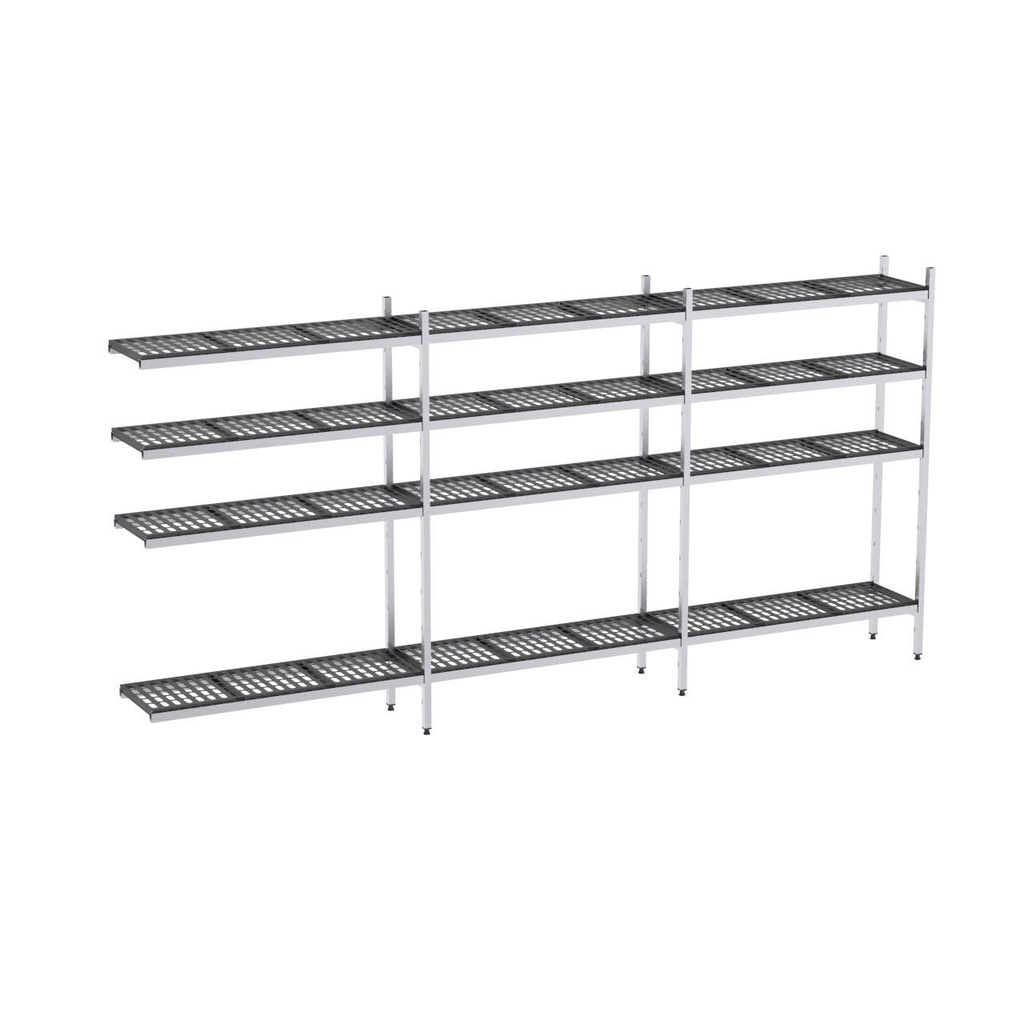 Rayonnage aluminium angle 4199x370 1700 4 niveaux