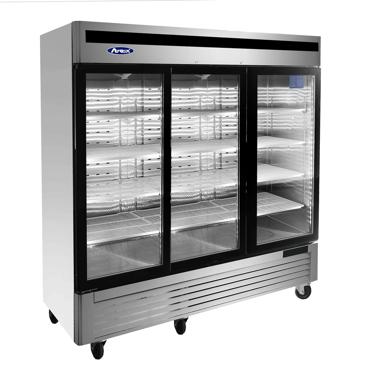 Armoire de présentation négative 3 portes vitrées finition inox 2050L