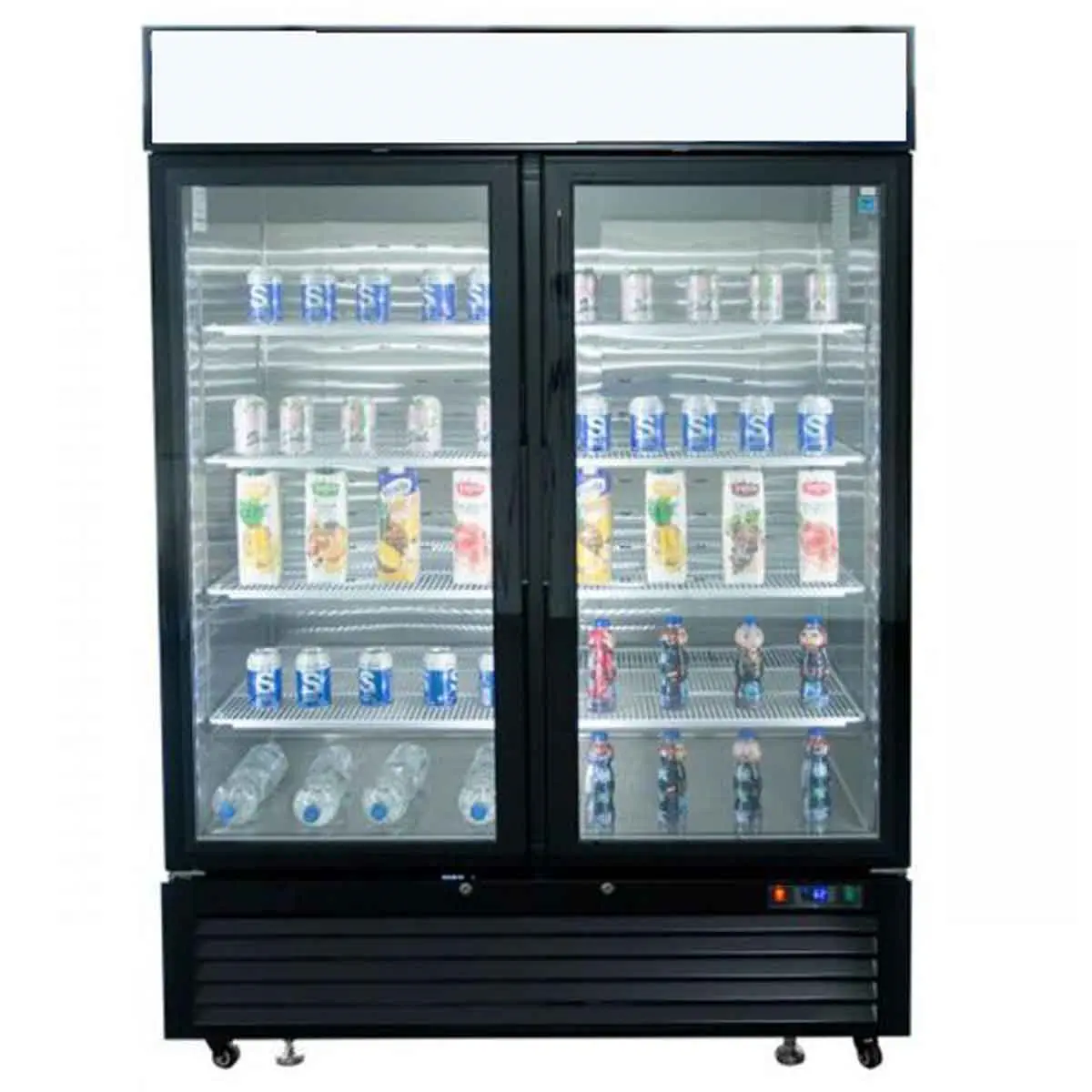 Armoire de présentation 2 portes vitrées positive noire 1300L