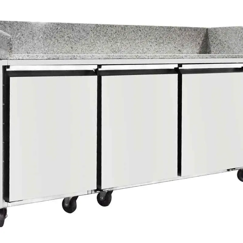 Table à pizzas 400x600 - 2 portes - Dessus granit - 580L