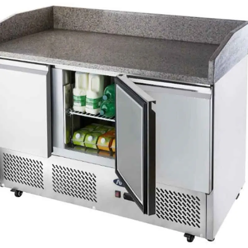 Meuble à pizzas GN1/1 - 3 portes - Dessus granit - 380L - Inox