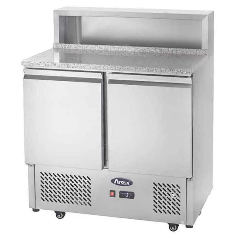 Meuble à pizzas GN1/1 - 2 portes - Comptoir inox - 300L - Inox