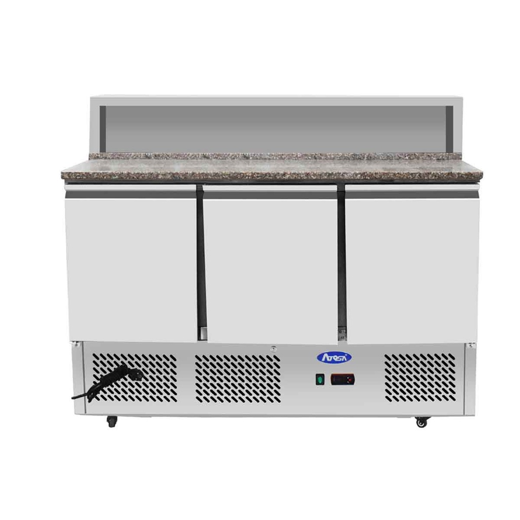 Meuble à pizzas GN1/1 - 3 portes - Comptoir inox - 380L - Inox