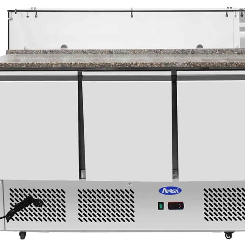 Meuble à pizzas GN1/1 - 3 portes - Pare-haleine vitré - 380L - Inox