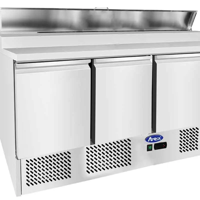 Meuble de préparation GN1/1 - 3 portes - Capot inox - 380L - Inox