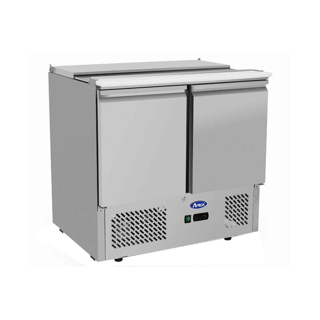 Saladette GN1/1 - 2 portes - Capot inox coulissant - 300L - Inox