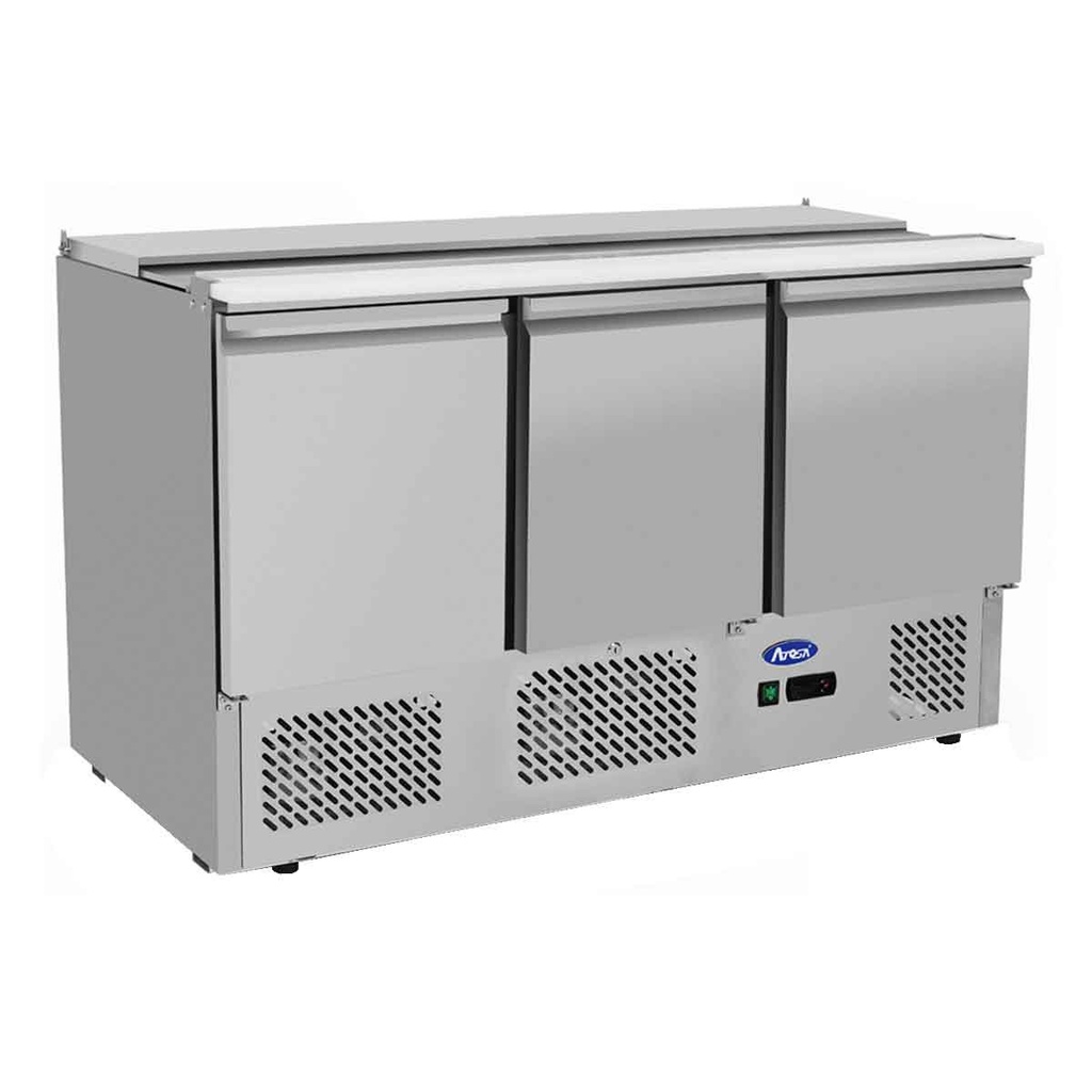 Saladette GN1/1 - 3 portes - Capot inox coulissant - 380L - Inox
