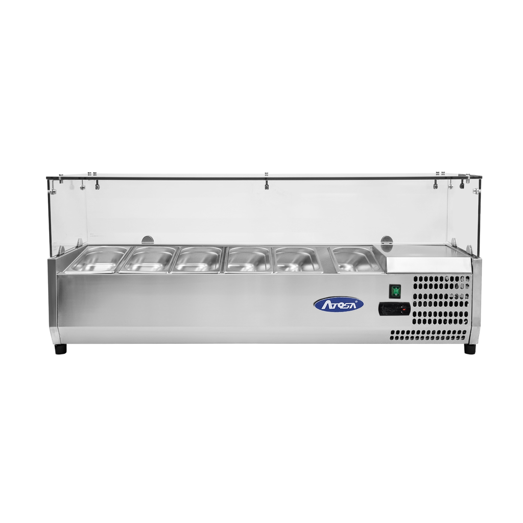 Présentoir à ingrédients VRX 1400/380 - Pare-haleine vitré - 48L - Inox