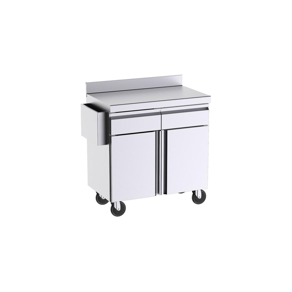 Meuble support pour terrasse sans bavettes latérales 1000x600x1100 avec portes