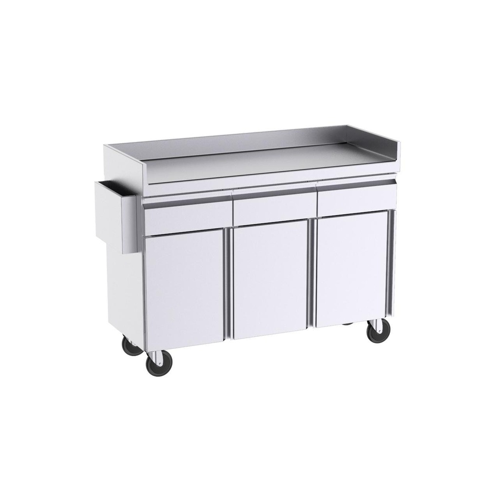 Meuble d'appui pour terrasse avec bavettes latérales 1500x600x1100 avec portes