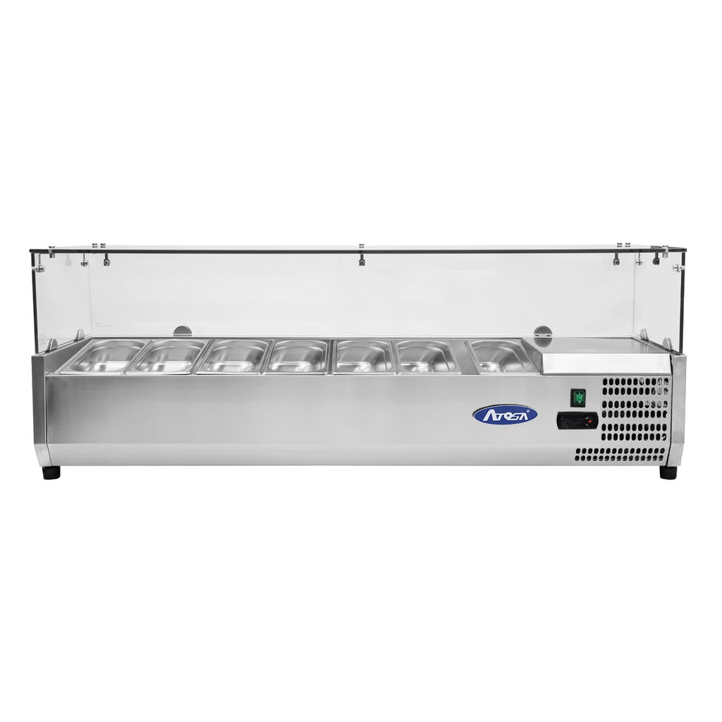 Présentoir à ingrédients VRX 1600/380 - Pare-haleine vitré - 58L - Inox