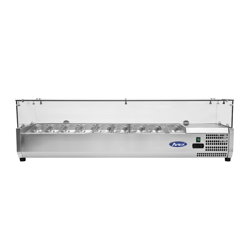 Présentoir à ingrédients VRX 2000/380 - Pare-haleine vitré - 76L - Inox