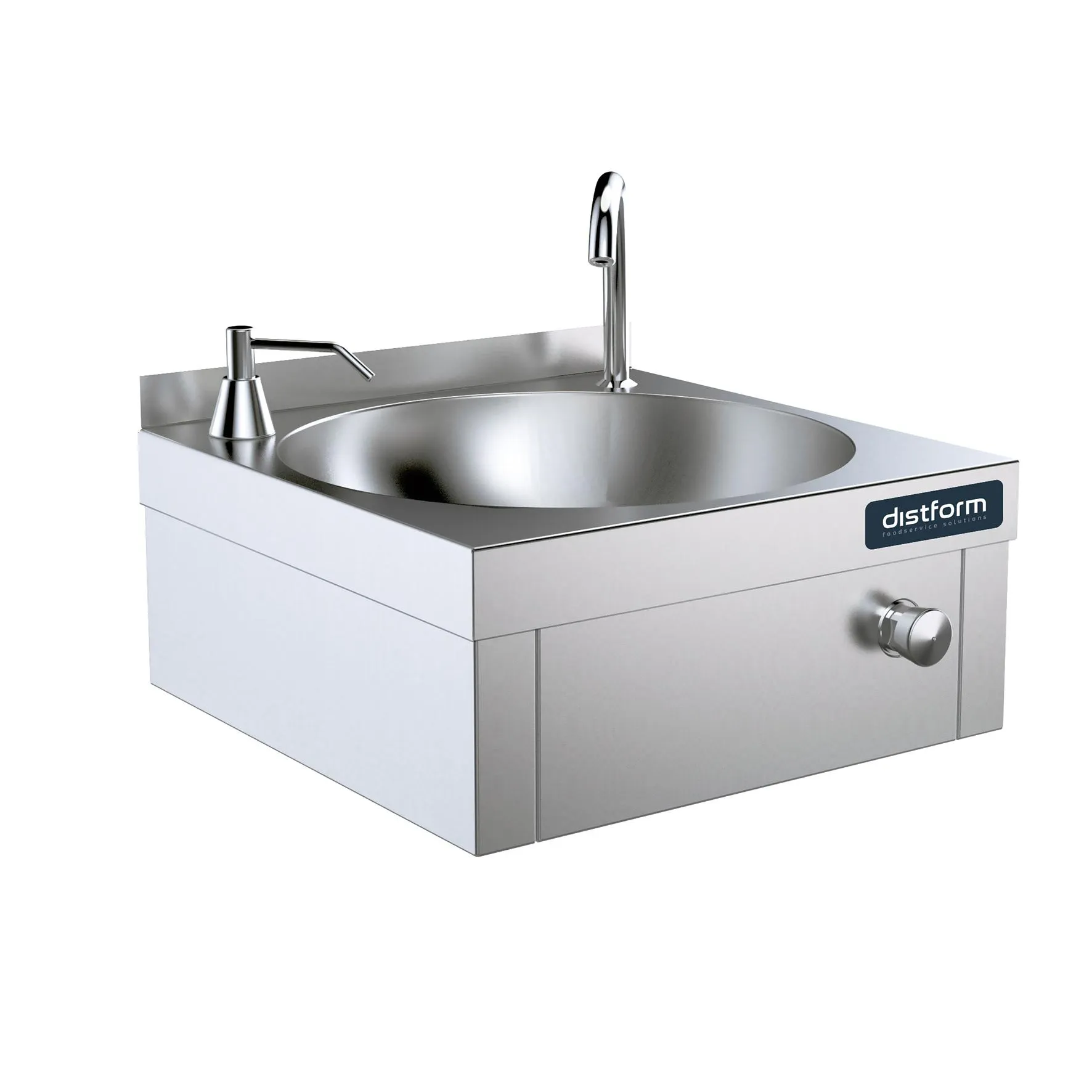 Lave-mains mural 400x400x173 avec robinet à bec pivotant et distributeur de savon