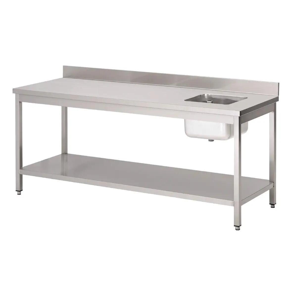 Table du chef avec bac à droite et dosseret Gastro M 850x2000x700mm