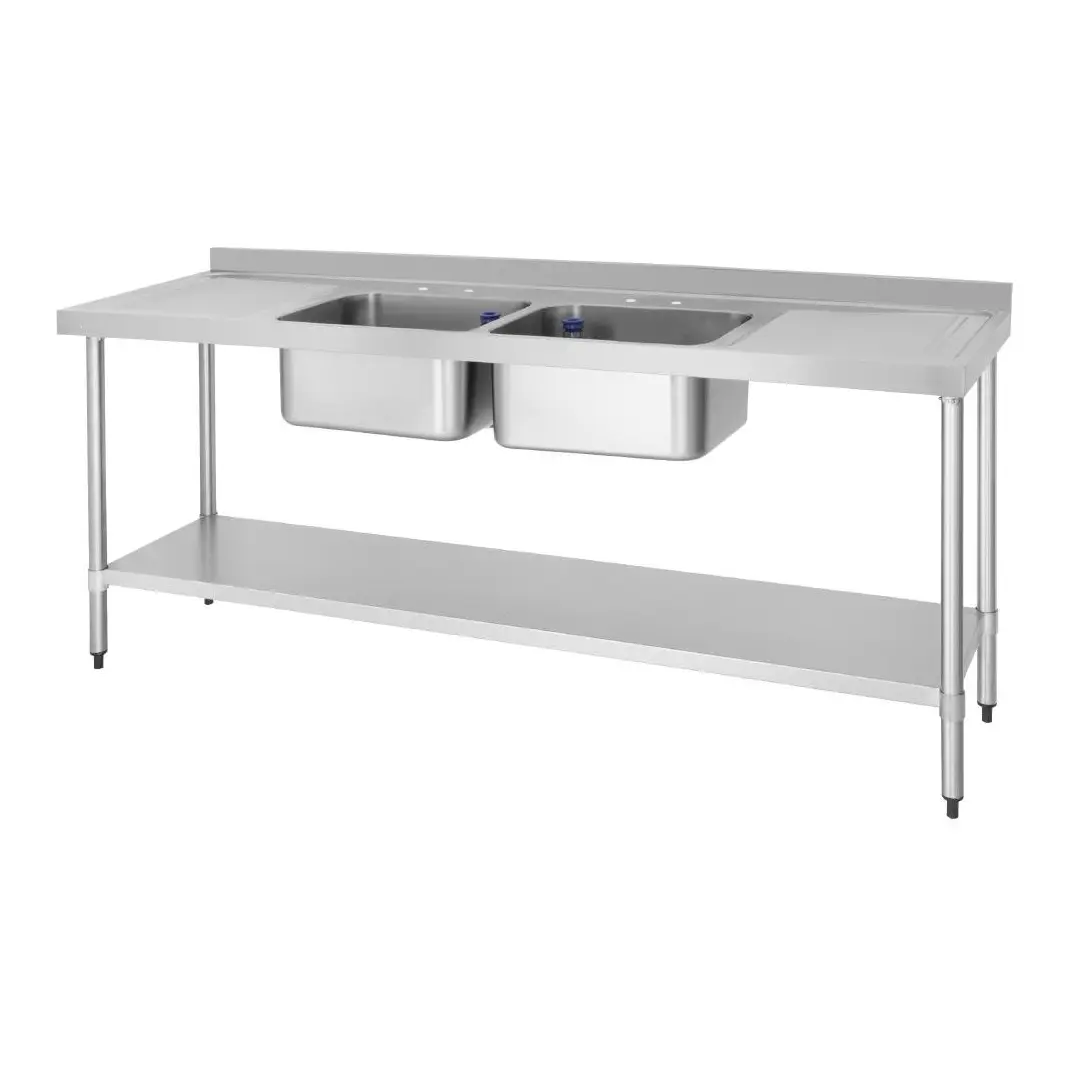 Plonge deux bacs deux égouttoirs Vogue 2100mm