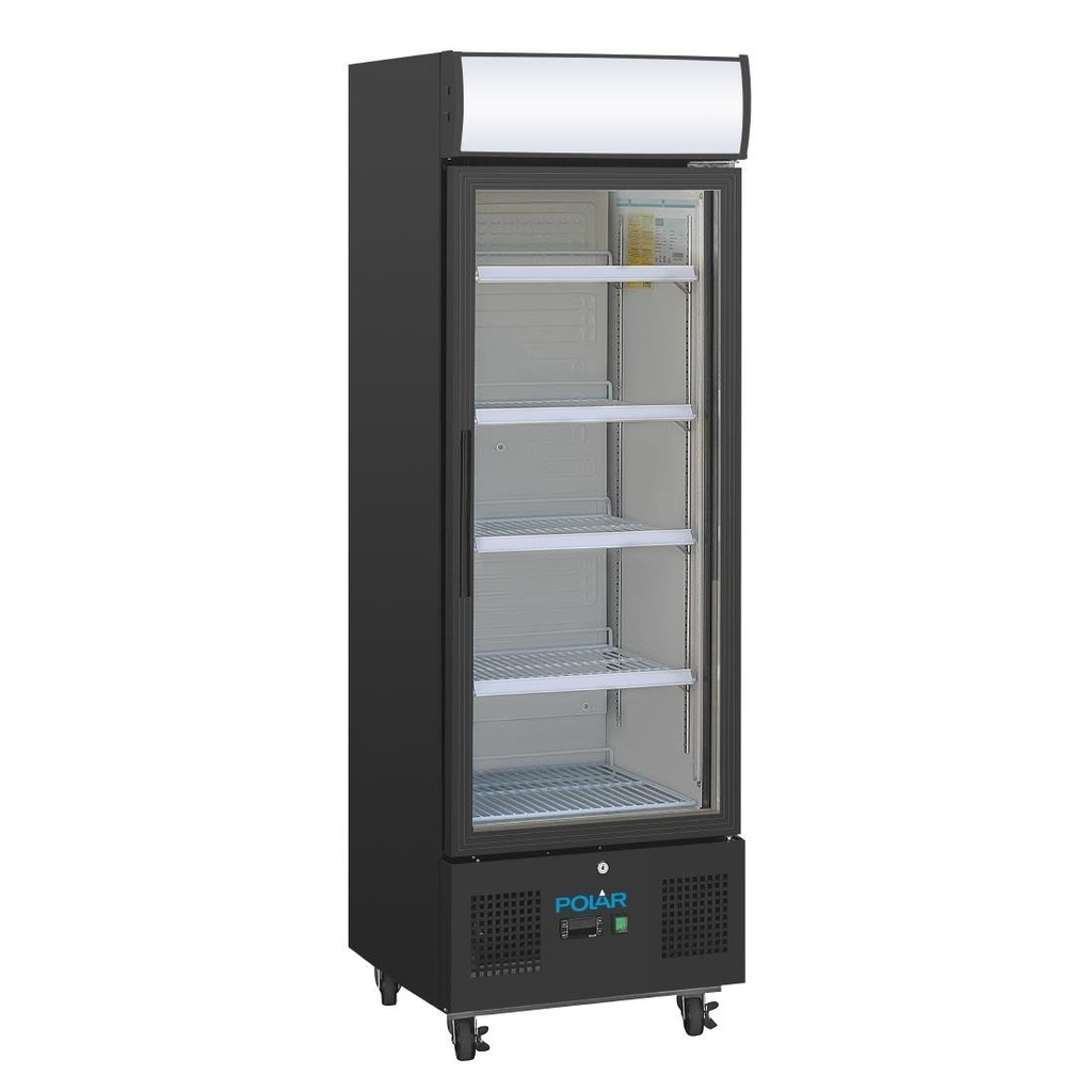 Vitrine réfrigérée positive avec caisson lumineux Polar Série G 218L noire