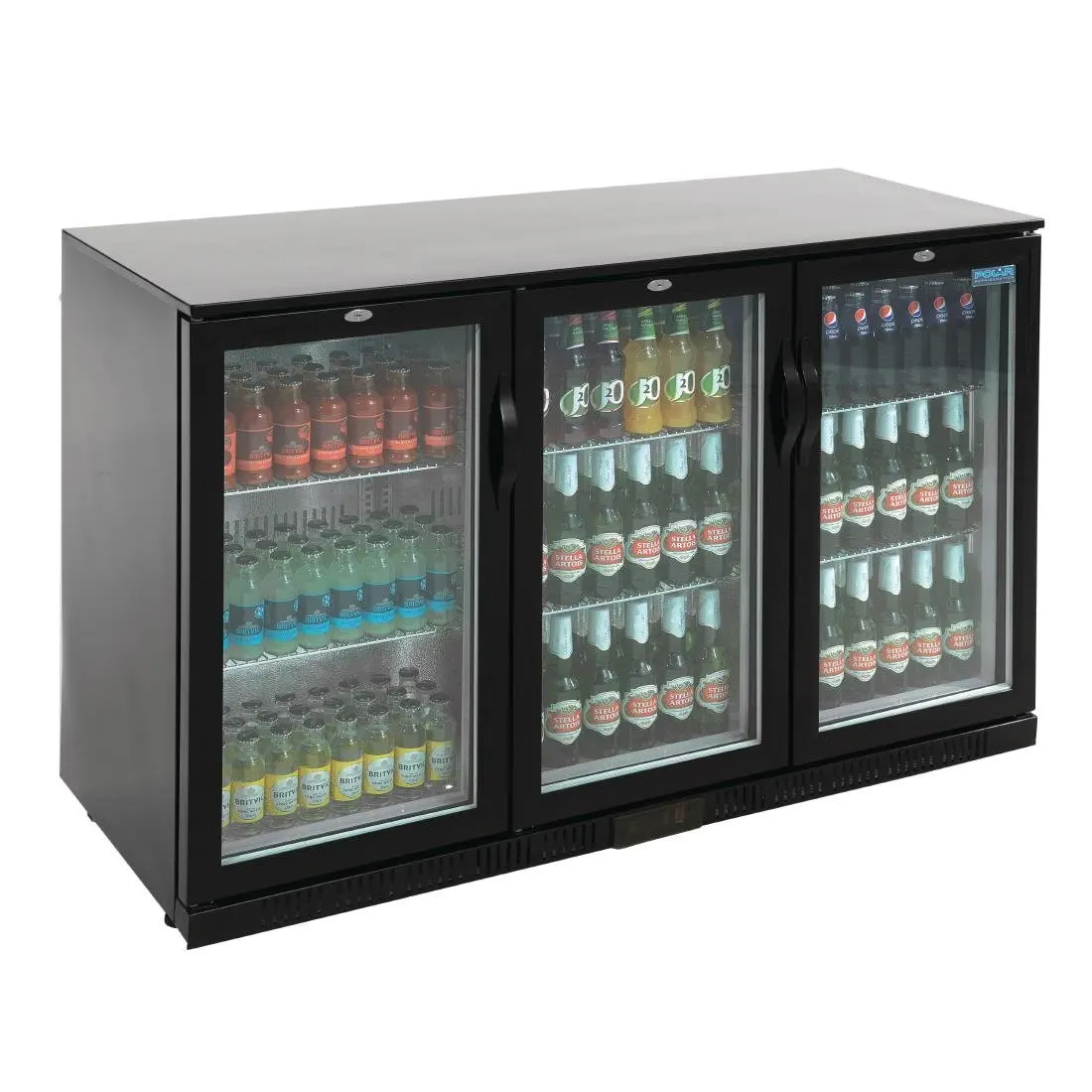 Arrière-bar trois portes battantes Polar Série G noir 330L