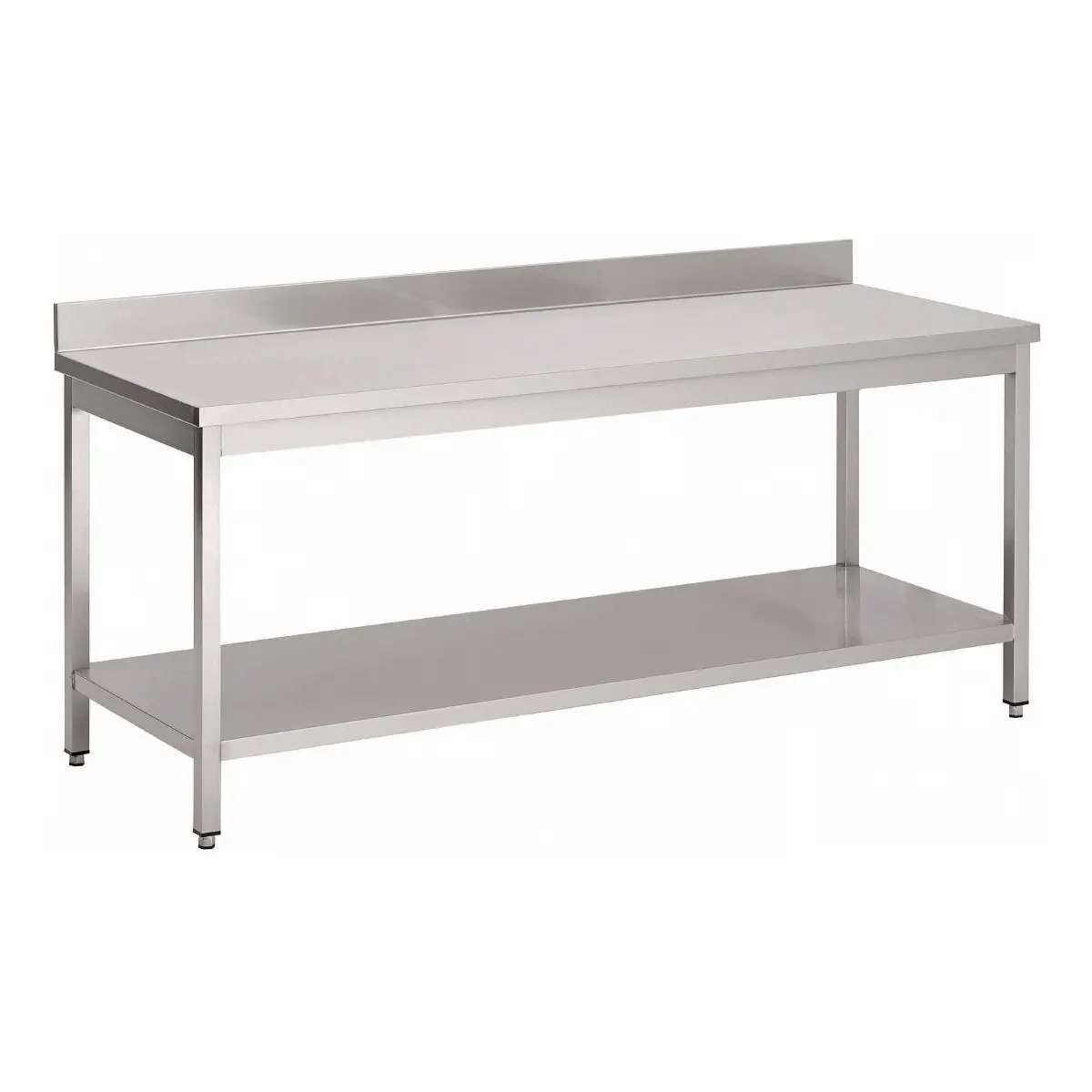 Table inox avec étagère basse et dosseret Gastro M 1200 x 700 x 890mm