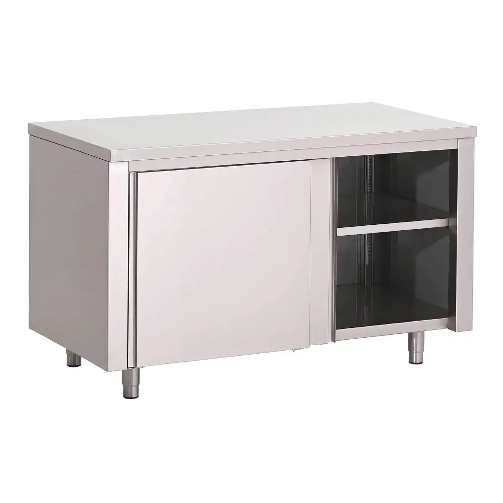 Table armoire inox avec portes coulissantes Gastro M 1000 x 700 x 850mm