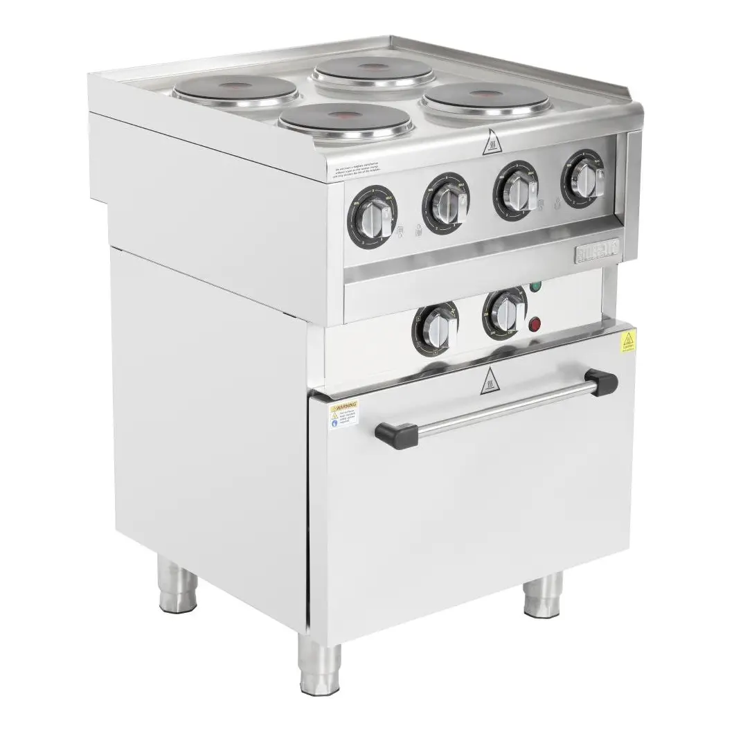 Fourneau électrique 4 feux sur four à convection Buffalo Série 600
