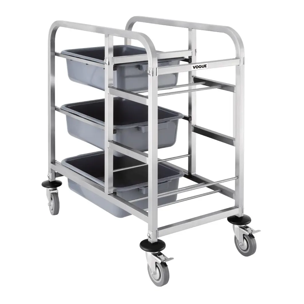 Chariot de cantine en acier inoxydable Vogue