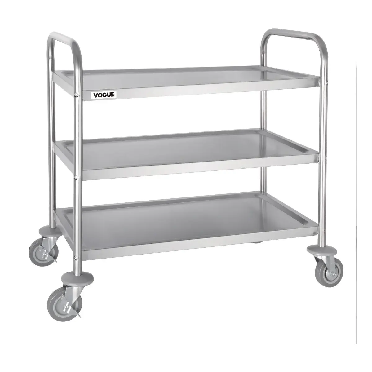 Chariot de débarrassage en acier inoxydable Vogue 3 niveaux