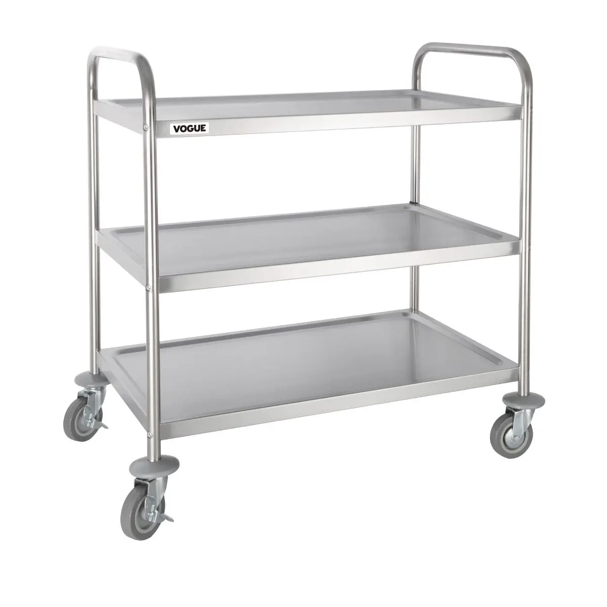 Grand chariot de débarrassage en acier inoxydable Vogue 3 niveaux