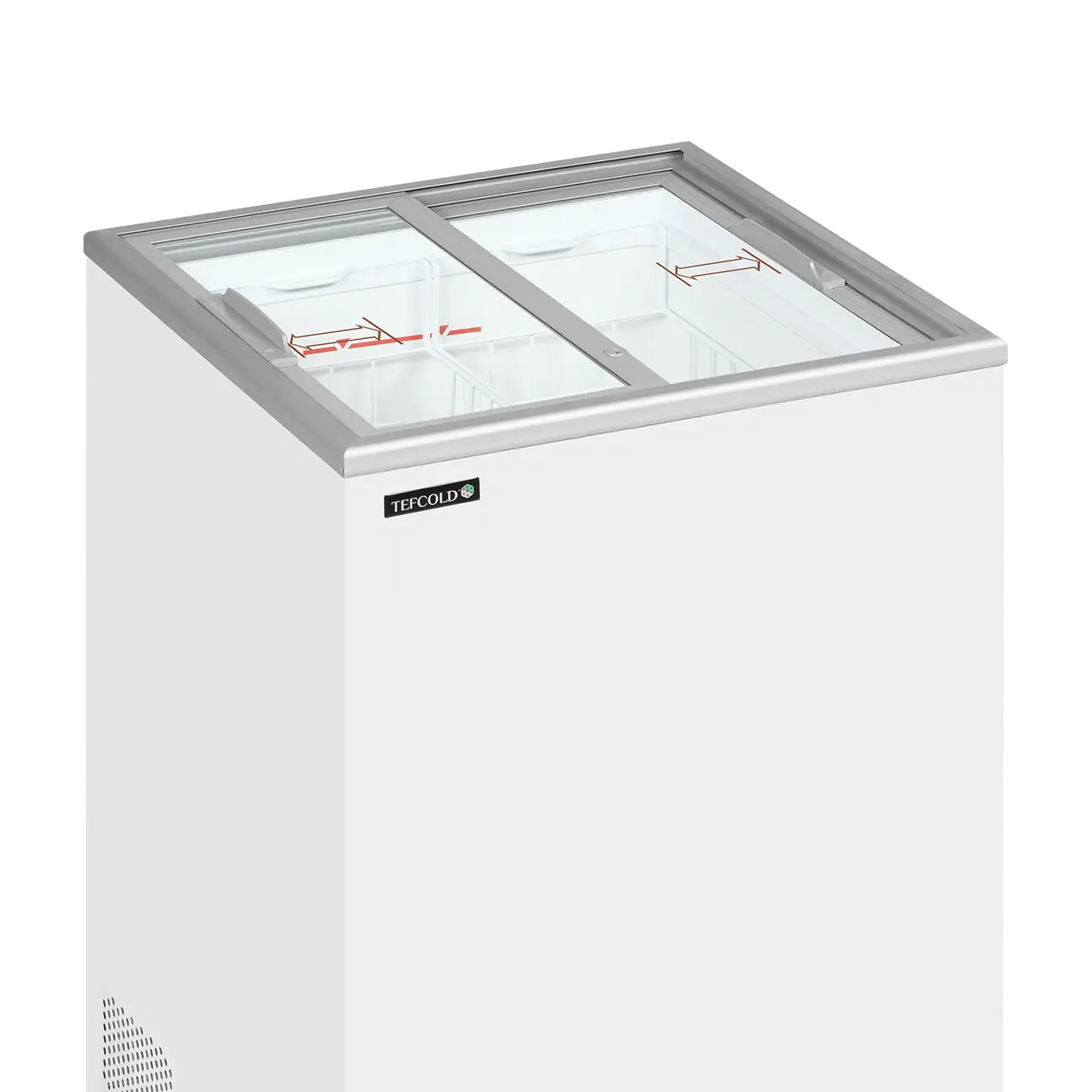 Congélateur coffre avec couvercles coulissants vitrés plats 108 L