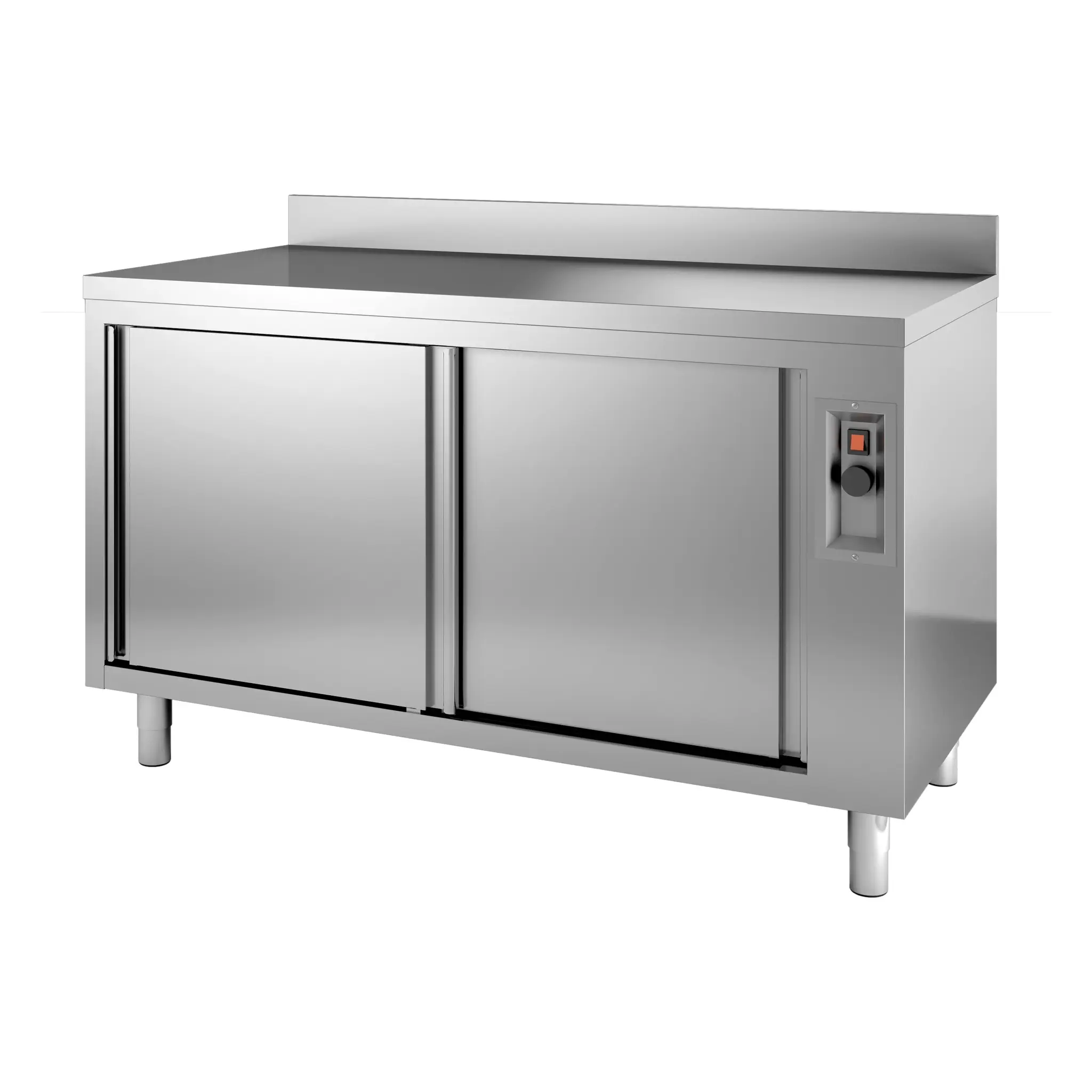 Meuble inox chauffant avec dosseret 1400 x 700