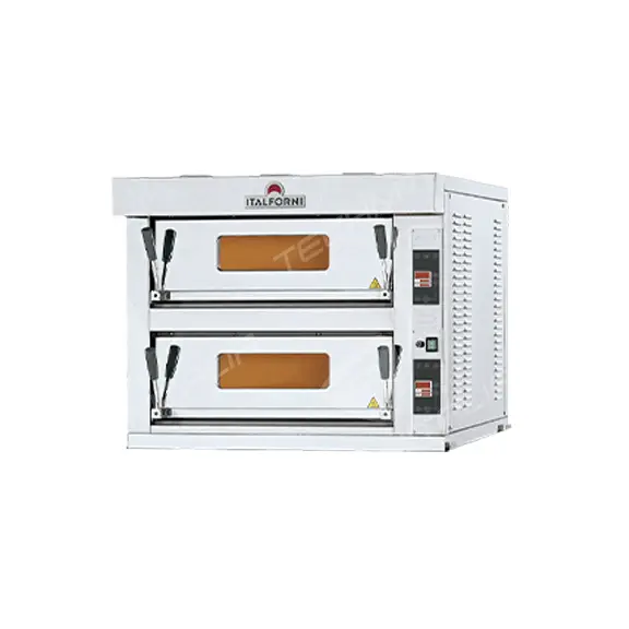 Four a pizza électrique gamme TEKNO 2x6 pizzas en profondeur diam.35mm 2 niveaux sole pierre réfractaire cmd digitale