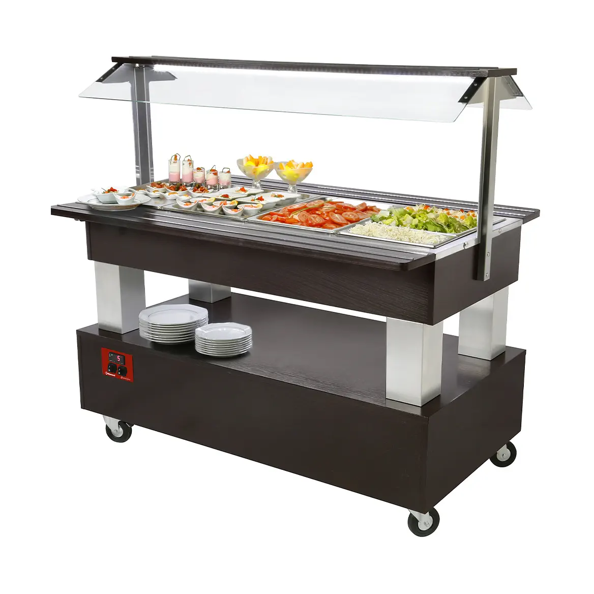 Buffet - Salad bar réfrigéré, 4x GN 1/1-150 (bois Wengé)