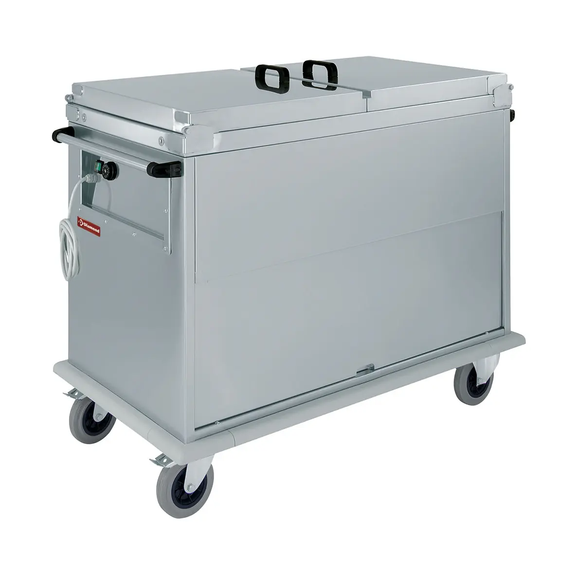 Chariot bain-marie 2x GN 1/1, 1 T°, avec couvercles, armoire porte basculante