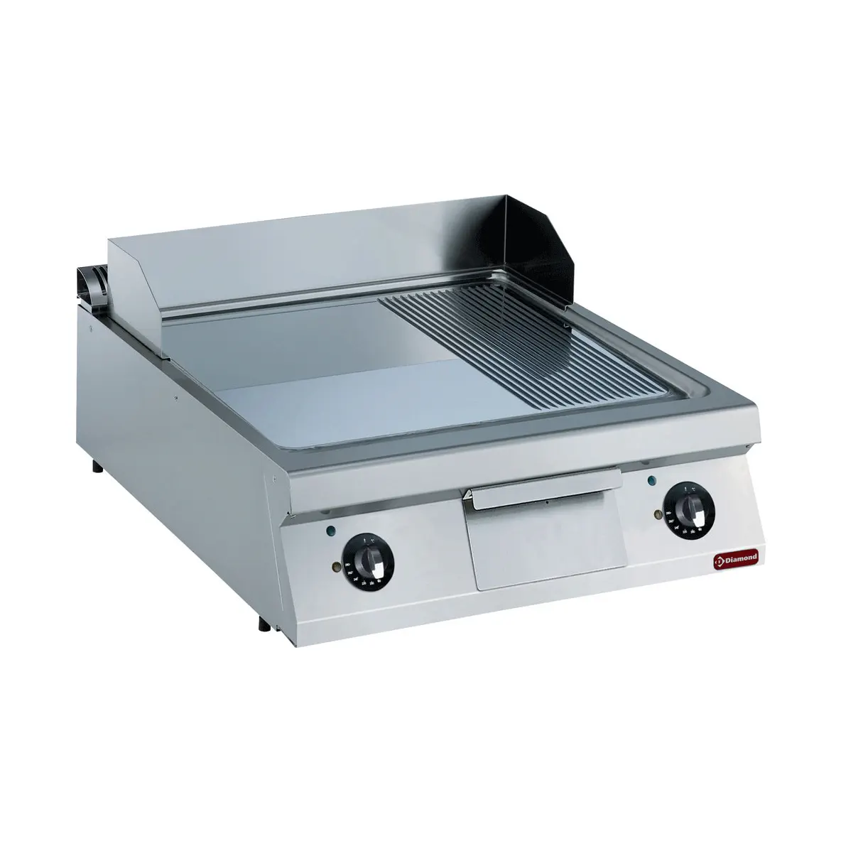 Plaque électrique, 2/3 lisse et 1/3 rainurée, chrome dur -TOP-