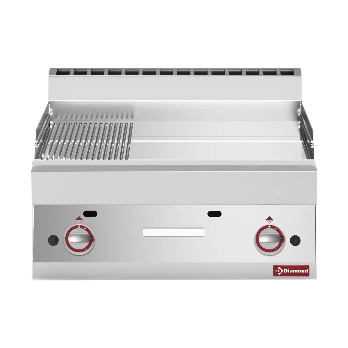 Plaque de cuisson à gaz 2/3 lisse - 1/3 rainurée -Top- chrome dur "50 µm"