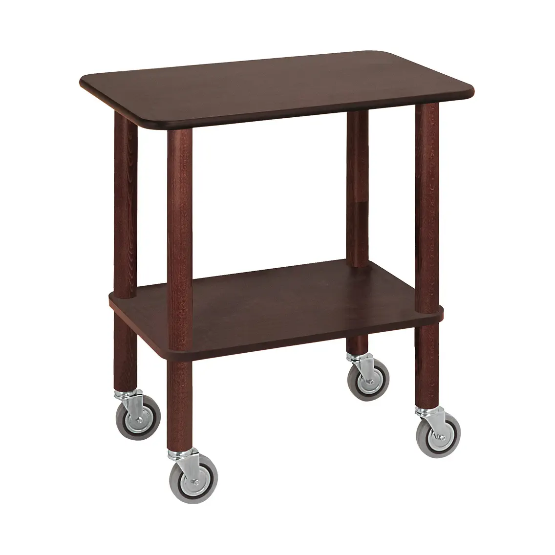 Chariot guéridon, pieds en bois, 2 niveaux "wengé"